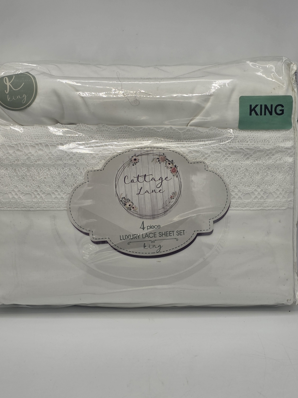 Cottage Lane 4-piece king-size luxury lace sheet set